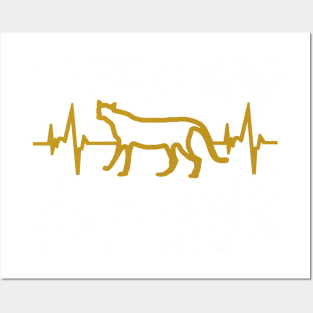 Cheetah heartbeat lion ECG motif leopard Posters and Art